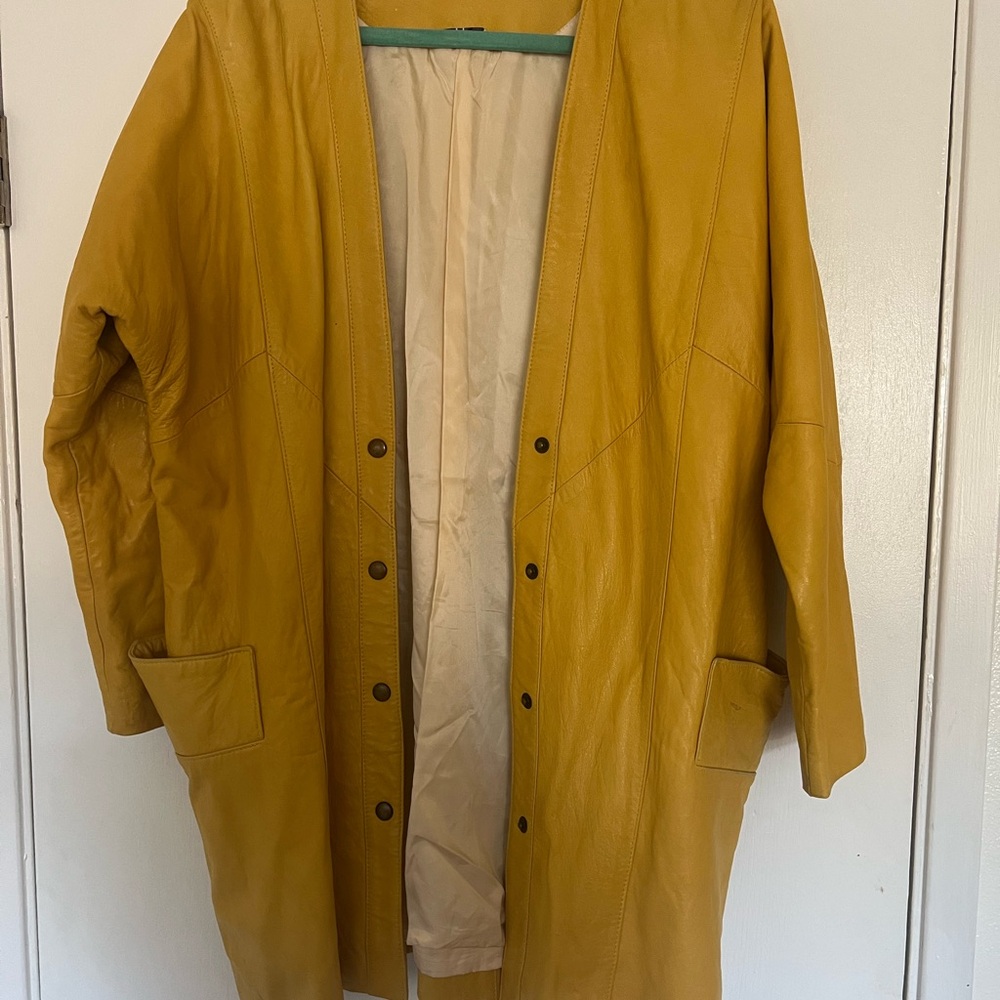 Vintage Yellow Leather Coat